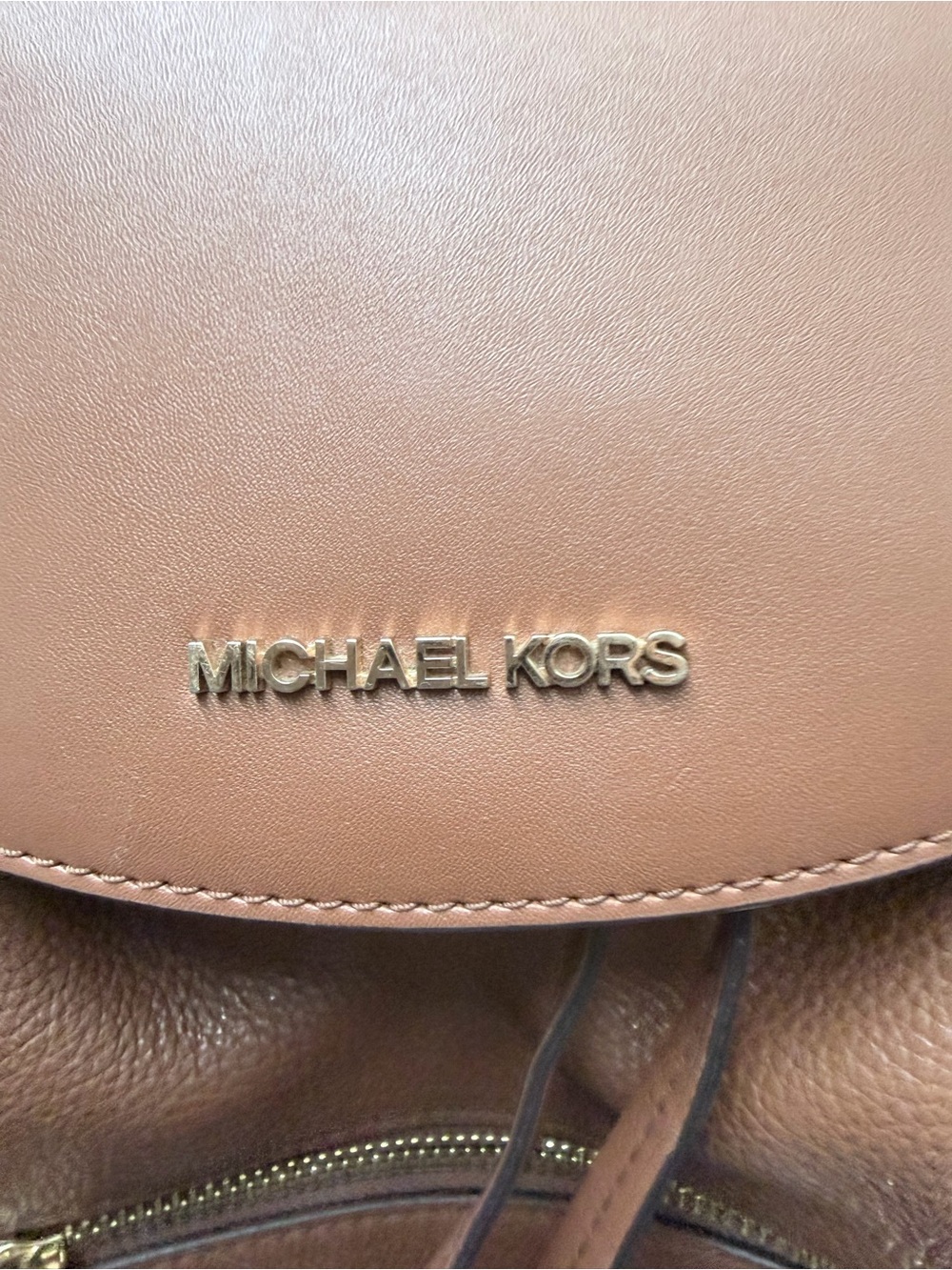 Michael Kors Brown Leather Backpack with Gold Hardware